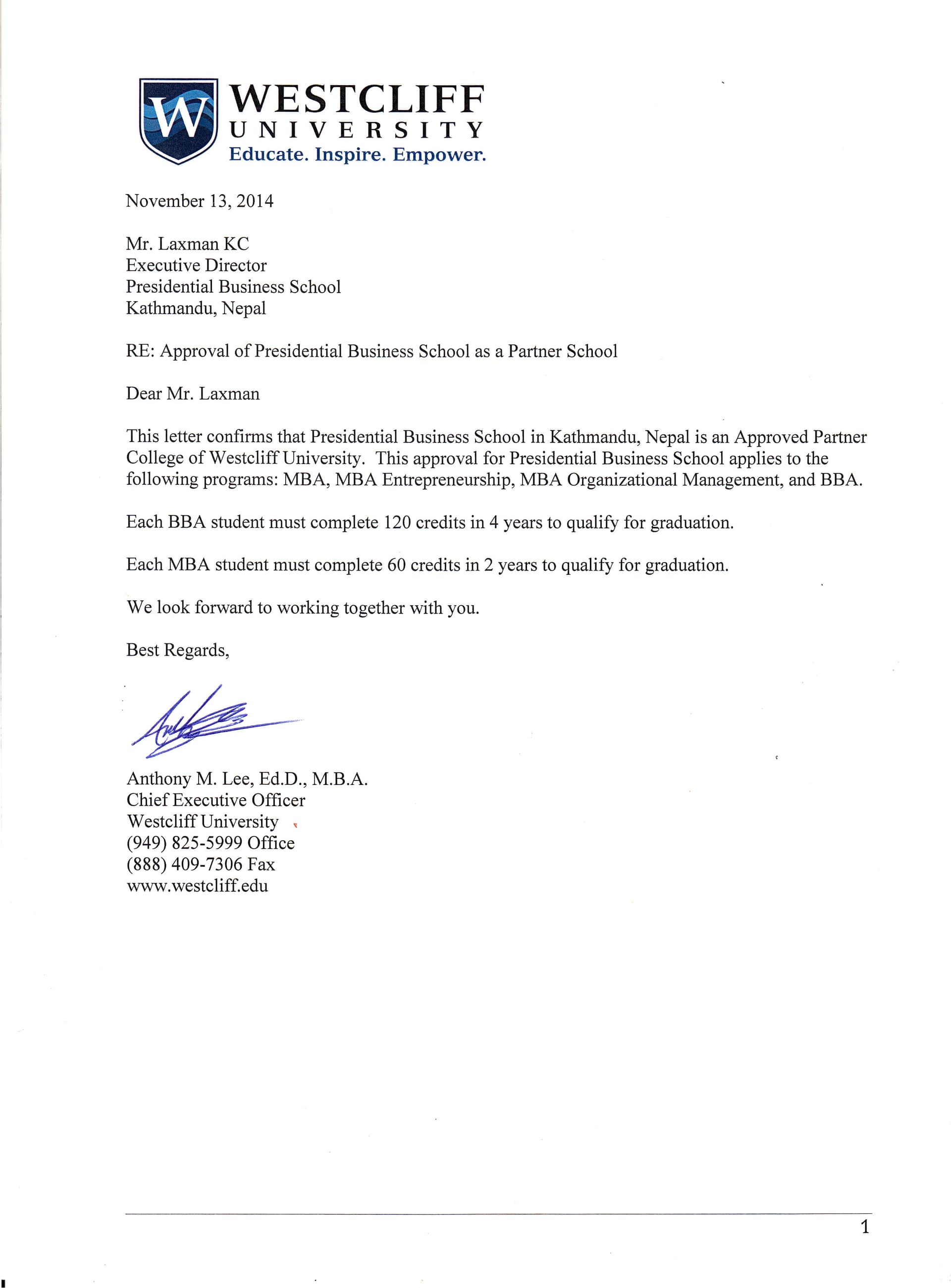 BBA & MBA Approvals Document 1